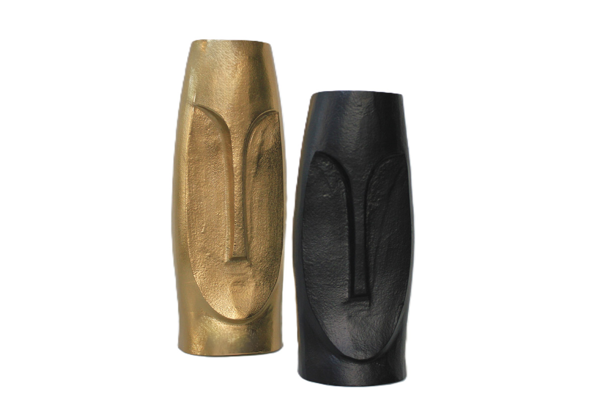 Gold & Black Face Sculpture Vase
