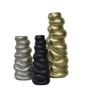 Ripple Vases Gold ripple vase- tall Silver ripple vase- medium Black ripple vase- small